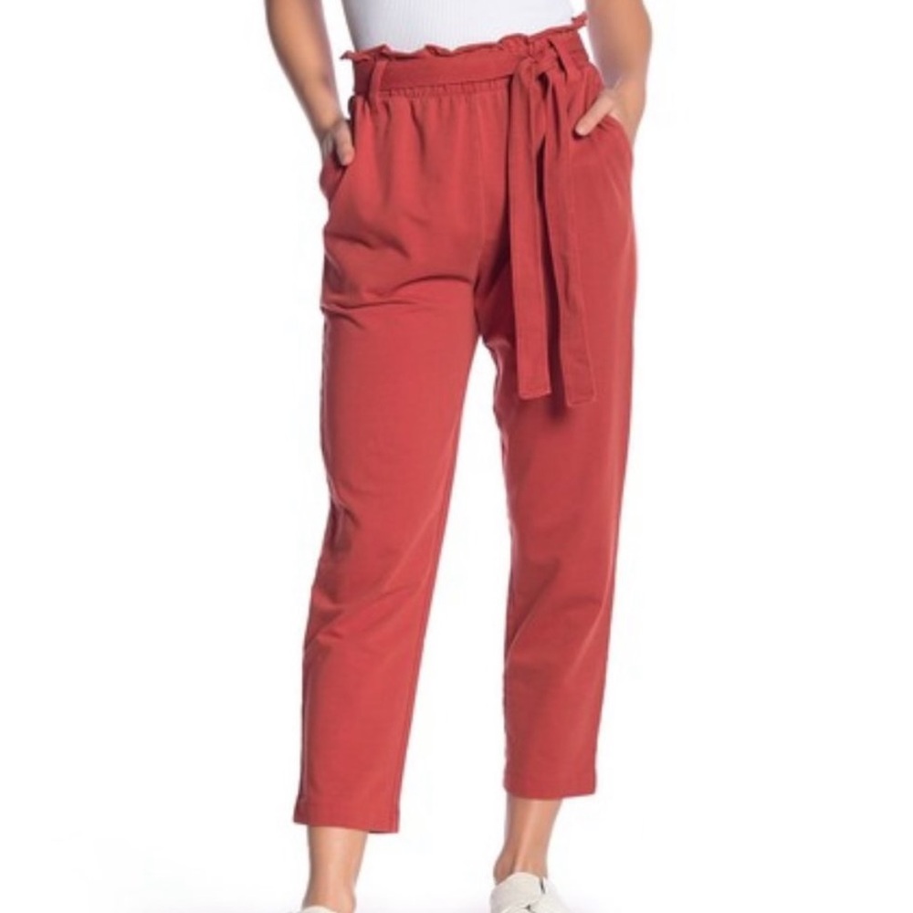 Rust Paper Bag Belted Pants